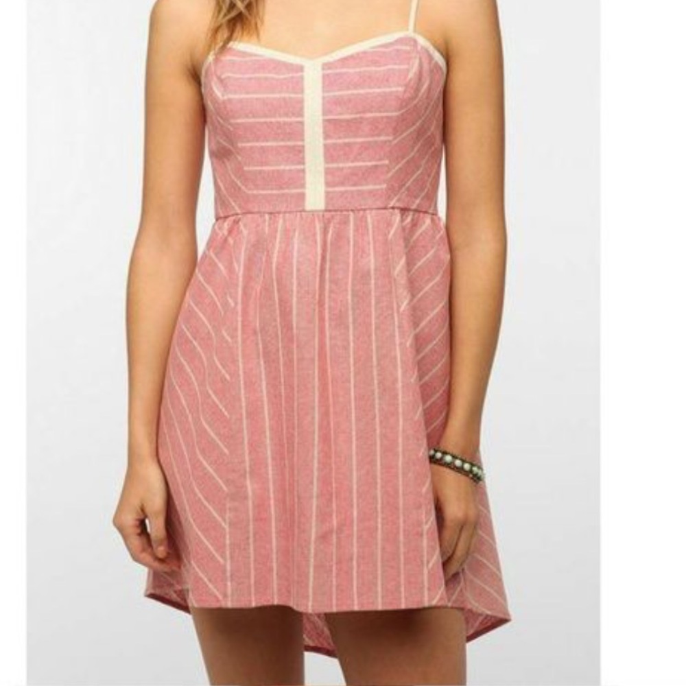 Urban Outfitters‎ COPE Sun Dress Pink Linen Blend High Low Hem Size Small